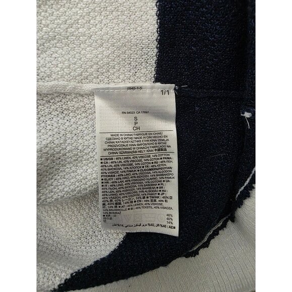 Banana Republic Navy White Striped Cross-Back Long-Sleeve Linen Blend Sweater S - Picture 7 of 9